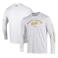 Men's Under Armour White Notre Dame Fighting Irish Football Icon Performance Long Sleeve T-Shirt