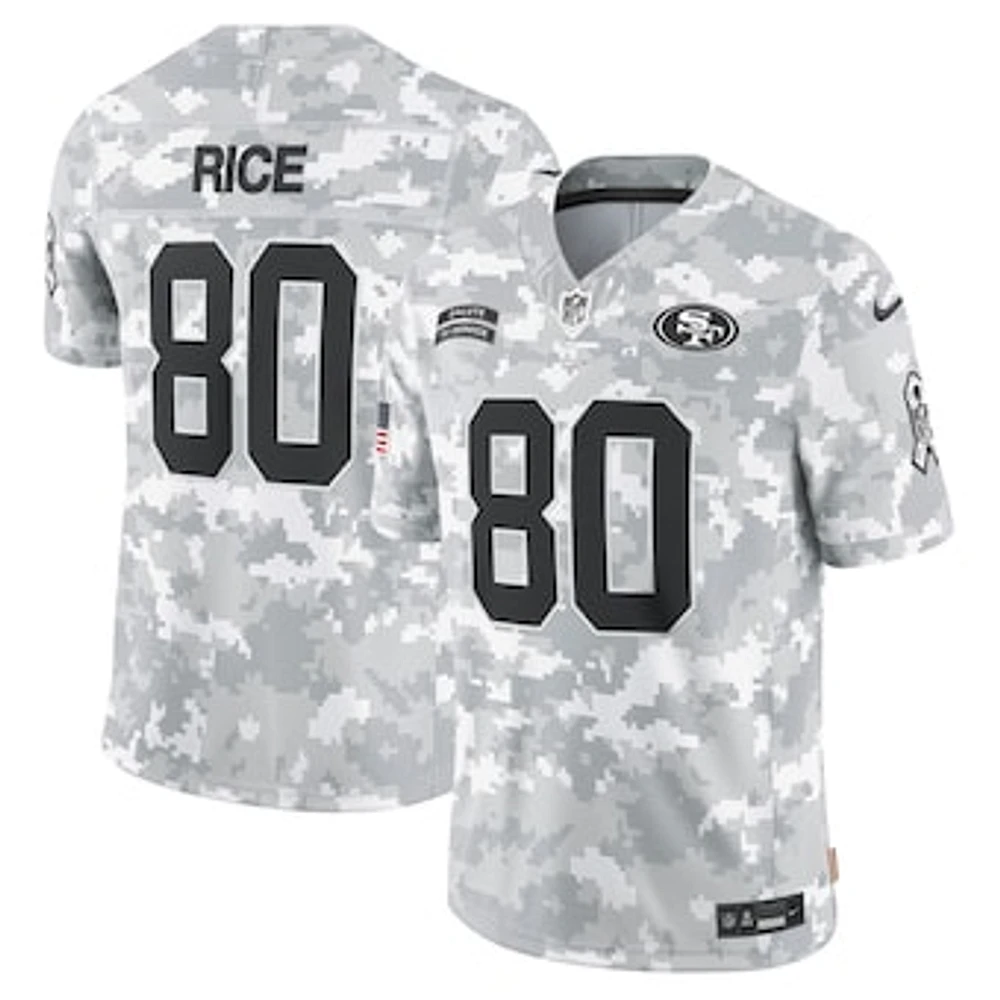 Men's Nike Jerry Rice Arctic Camo San Francisco 49ers 2024 Salute to Service Retired Player Limited Jersey