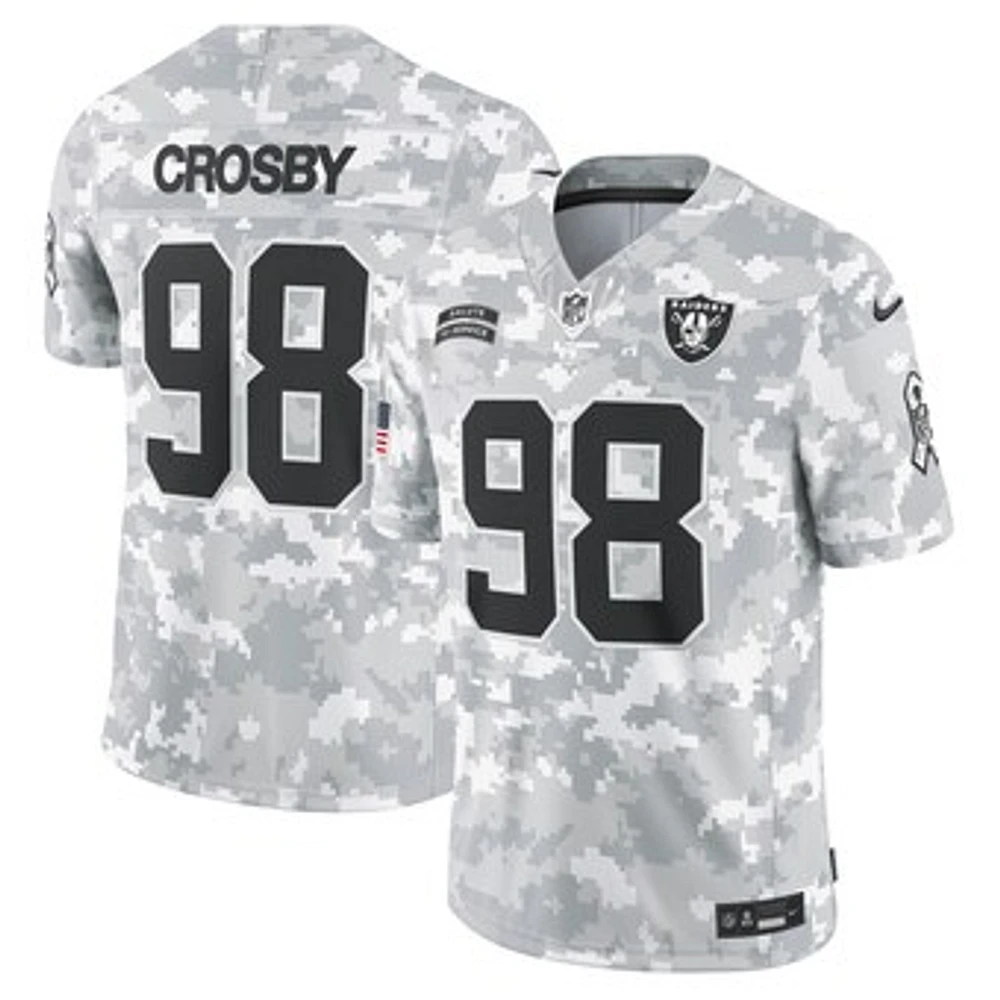 Men's Nike Maxx Crosby Arctic Camo Las Vegas Raiders 2024 Salute to Service Limited Jersey