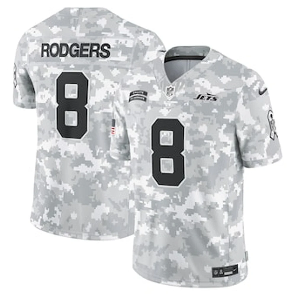 Men's Nike Aaron Rodgers Arctic Camo New York Jets 2024 Salute to Service Limited Jersey