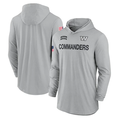 Men's Nike Gray Washington Commanders 2024 Salute to Service Lightweight Performance Long Sleeve Hooded T-Shirt