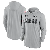 Men's Nike Gray San Francisco 49ers 2024 Salute to Service Lightweight Performance Long Sleeve Hooded T-Shirt