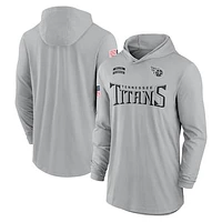 Men's Nike Gray Tennessee Titans 2024 Salute to Service Lightweight Performance Long Sleeve Hooded T-Shirt