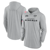 Men's Nike Gray Cincinnati Bengals 2024 Salute to Service Lightweight Performance Long Sleeve Hooded T-Shirt