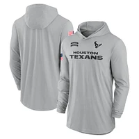 Men's Nike Gray Houston Texans 2024 Salute to Service Lightweight Performance Long Sleeve Hooded T-Shirt