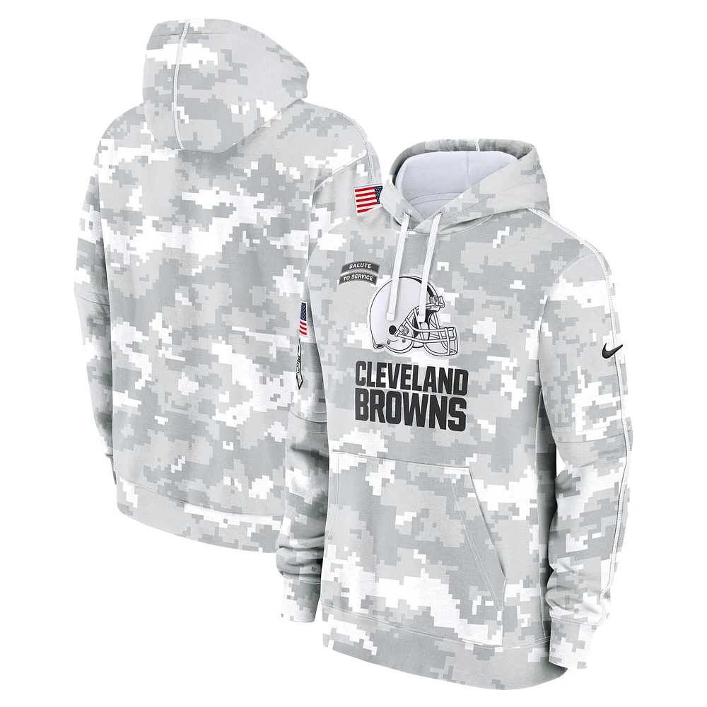 Men's Nike Arctic Camo Cleveland Browns 2024 Salute to Service Club Fleece Pullover Hoodie