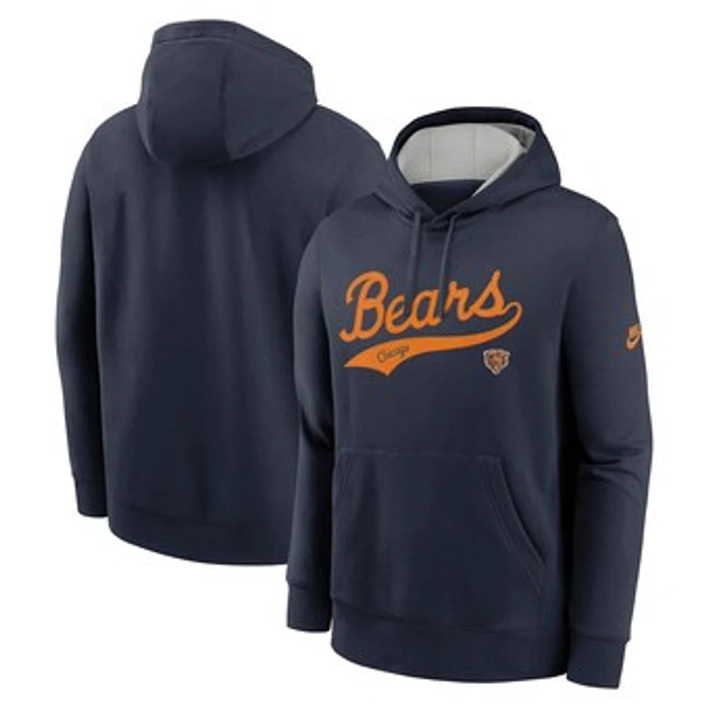 Men's Nike Navy Chicago Bears Rewind Club Logo Pullover Hoodie