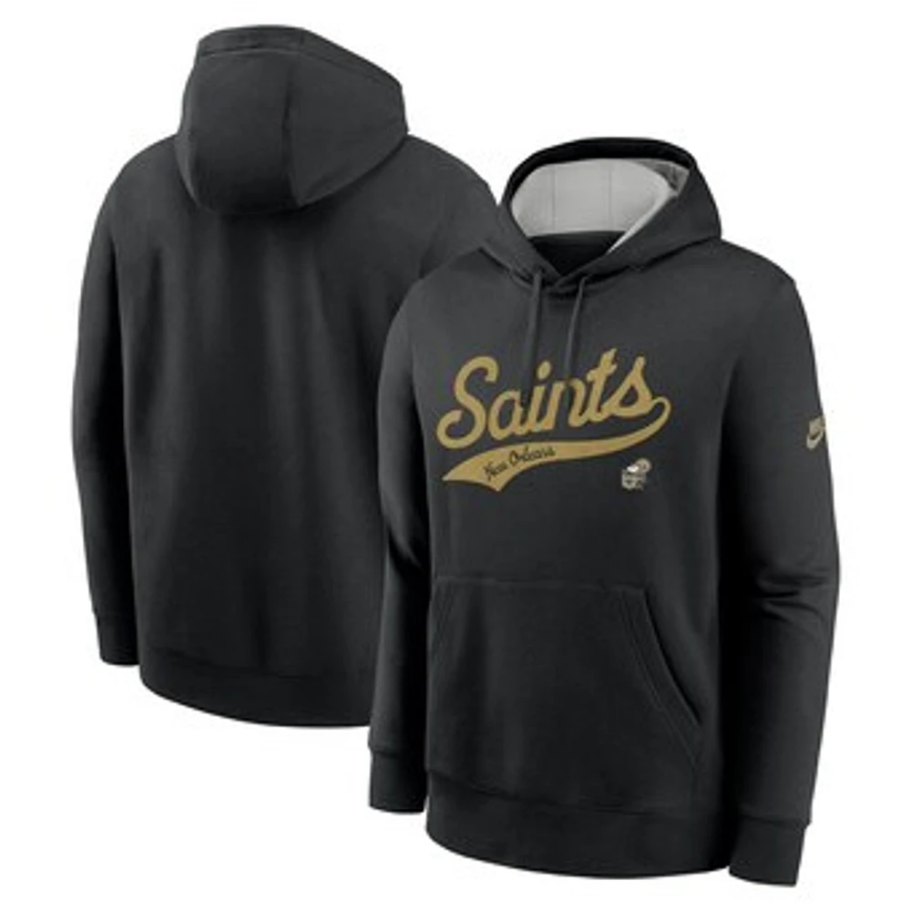 Men's Nike Black New Orleans Saints Rewind Club Logo Pullover Hoodie