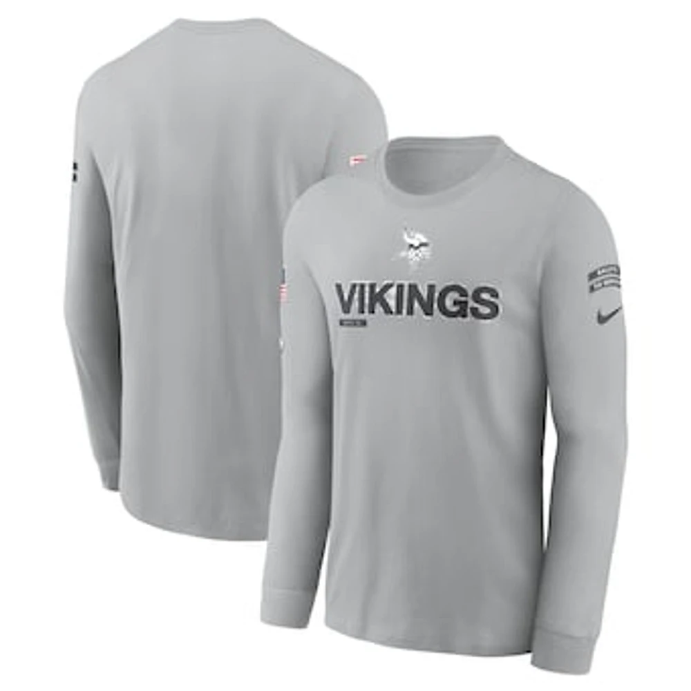 Men's Nike Gray Minnesota Vikings 2024 Salute To Service Long Sleeve T-Shirt