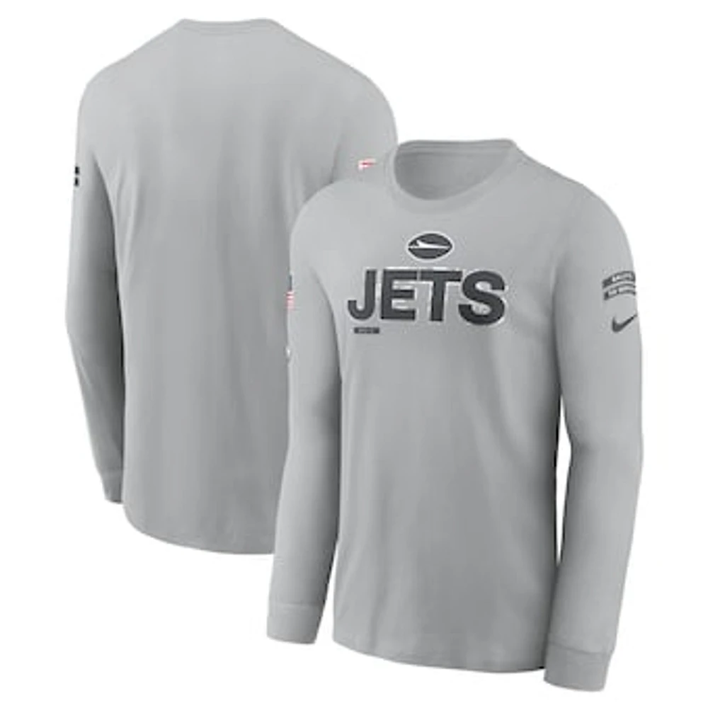 Men's Nike Gray New York Jets 2024 Salute To Service Long Sleeve T-Shirt