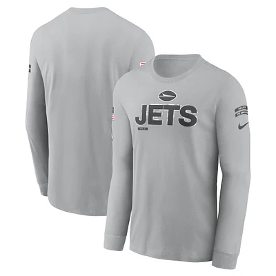 Men's Nike Gray New York Jets 2024 Salute To Service Long Sleeve T-Shirt