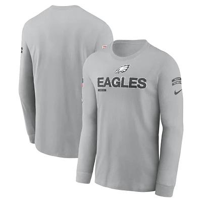 Men's Nike Gray Philadelphia Eagles 2024 Salute To Service Long Sleeve T-Shirt