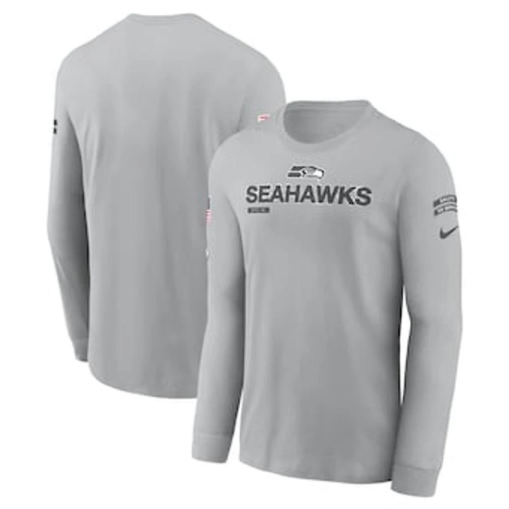 Men's Nike Gray Seattle Seahawks 2024 Salute To Service Long Sleeve T-Shirt