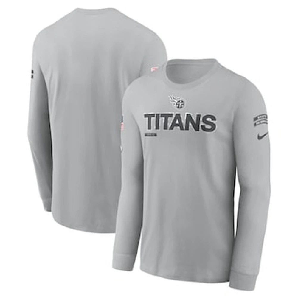 Men's Nike Gray Tennessee Titans 2024 Salute To Service Long Sleeve T-Shirt