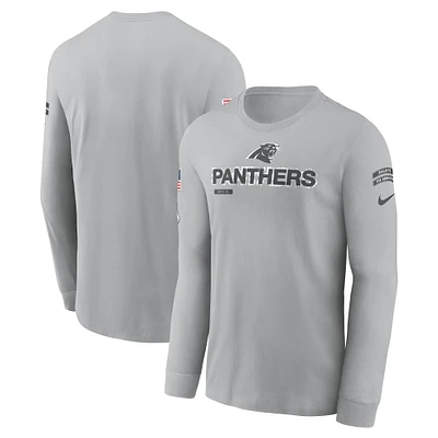 Men's Nike Gray Carolina Panthers 2024 Salute To Service Long Sleeve T-Shirt