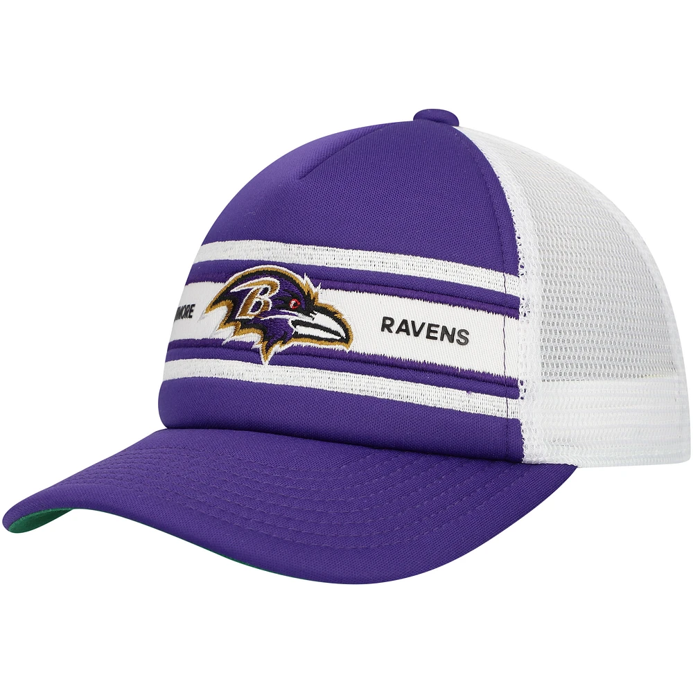 Youth Mitchell & Ness Purple Baltimore Ravens Stripe Trucker Adjustable Hat