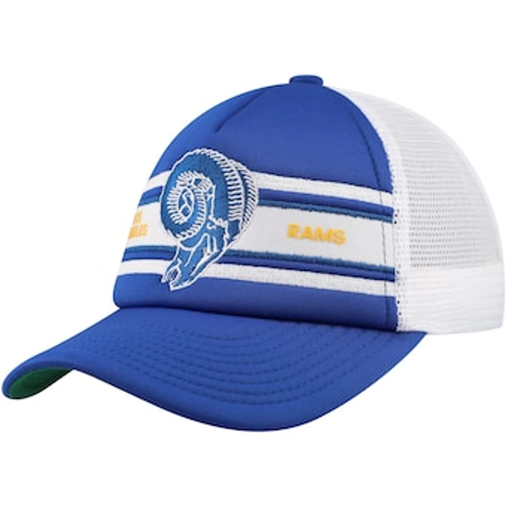 Youth Mitchell & Ness Royal Los Angeles Rams Stripe Trucker Adjustable Hat