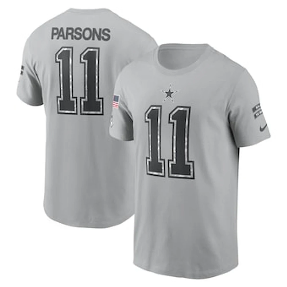 Men's Nike Micah Parsons Gray Dallas Cowboys 2024 Salute To Service Name & Number T-Shirt