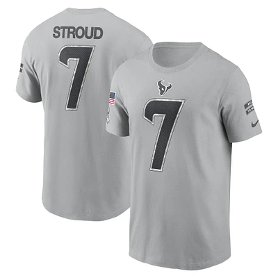 Men's Nike C.J. Stroud Gray Houston Texans 2024 Salute To Service Name & Number T-Shirt