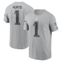 Men's Nike Jalen Hurts Gray Philadelphia Eagles 2024 Salute To Service Name & Number T-Shirt