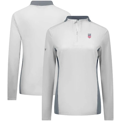 Women's Levelwear White USWNT Moxie Insignia Quarter-Zip Pullover