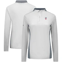 Women's Levelwear White USWNT Moxie Insignia Quarter-Zip Pullover