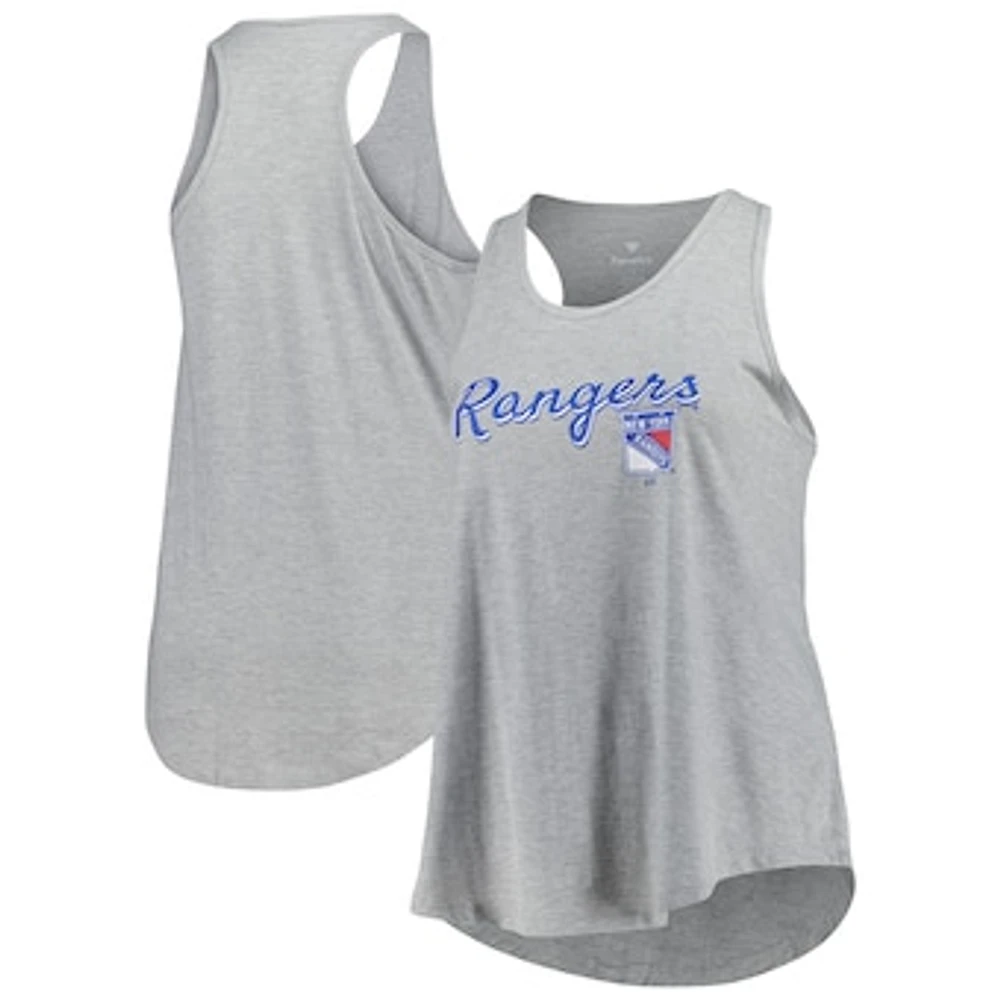 Women's Fanatics Heather Gray New York Rangers Plus Racerback Tank Top