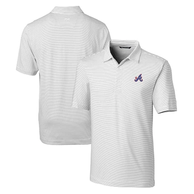 Men's Cutter & Buck White Atlanta Braves City Connect Big Tall Forge Pencil Stripe Stretch Polo
