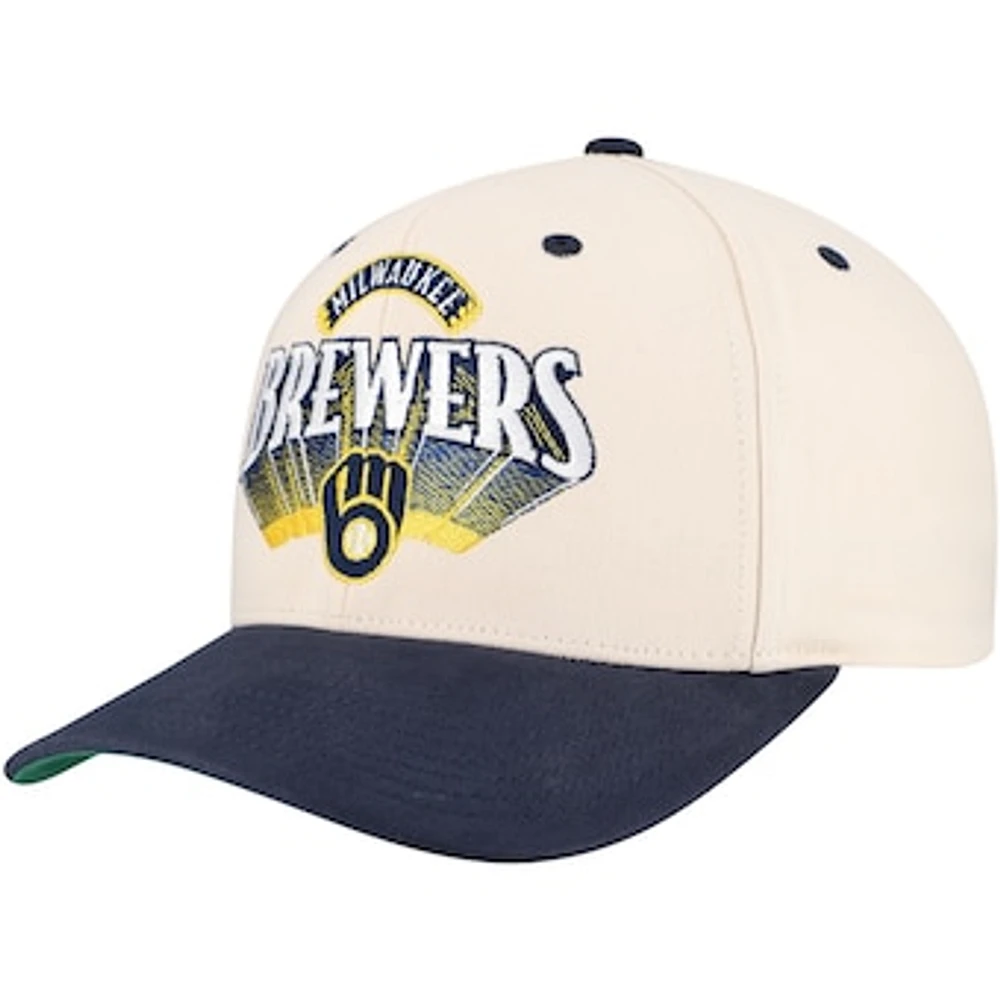 Men's Mitchell & Ness Cream Milwaukee Brewers Horizon Pro Crown Snapback Hat