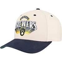 Men's Mitchell & Ness Cream Milwaukee Brewers Horizon Pro Crown Snapback Hat