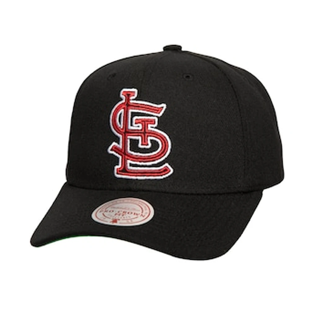 Men's Mitchell & Ness Black St. Louis Cardinals Neon Logo Pro Crown Adjustable Hat