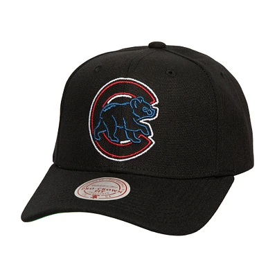 Men's Mitchell & Ness Black Chicago Cubs Neon Logo Pro Crown Adjustable Hat