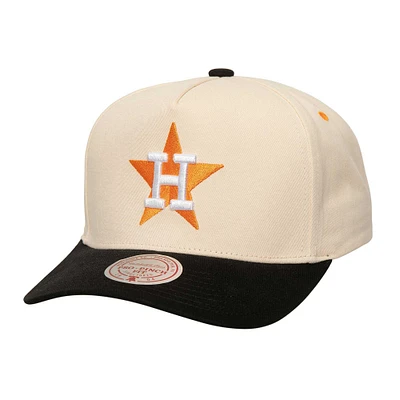 Men's Mitchell & Ness Cream Houston Astros Overspray Pro Pinch Snapback Hat