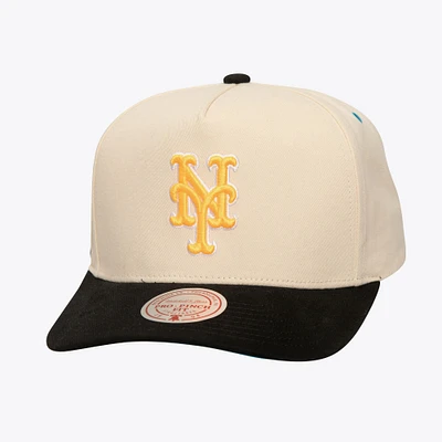 Men's Mitchell & Ness Cream New York Mets Overspray Pro Pinch Snapback Hat