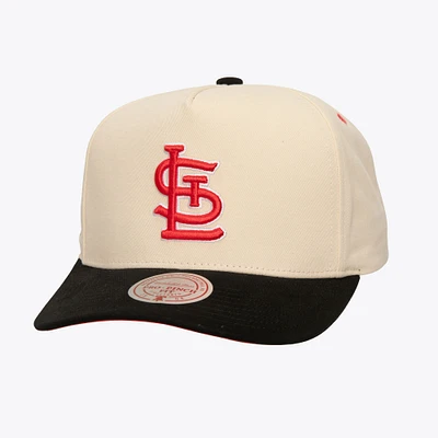 Men's Mitchell & Ness Cream St. Louis Cardinals Overspray Pro Pinch Snapback Hat