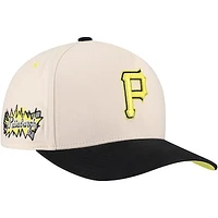 Men's Mitchell & Ness Cream Pittsburgh Pirates Overspray Pro Pinch Snapback Hat