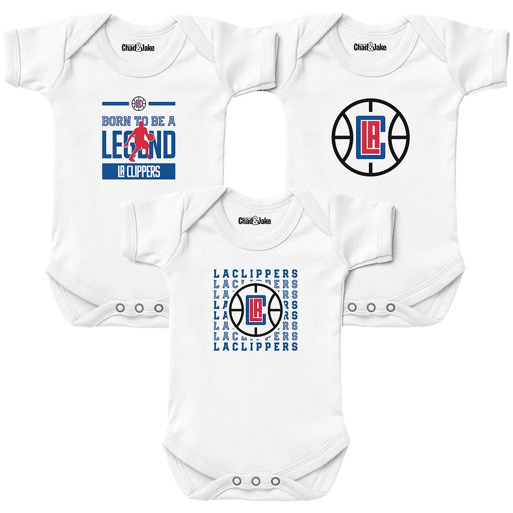 Newborn & Infant Chad Jake White LA Clippers 3-Pack Bodysuit Set