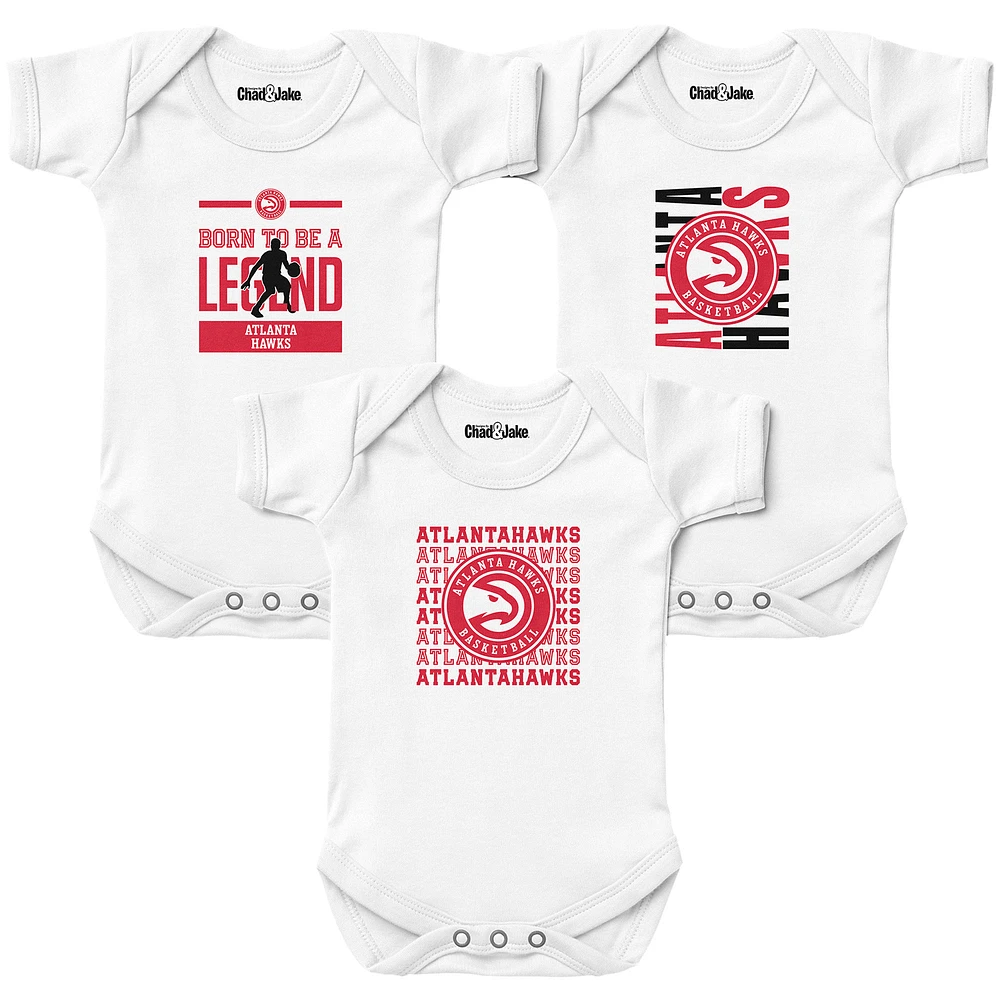 Newborn & Infant Chad Jake White Atlanta Hawks 3-Pack Bodysuit Set