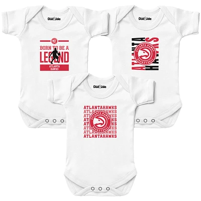 Newborn & Infant Chad Jake White Atlanta Hawks 3-Pack Bodysuit Set