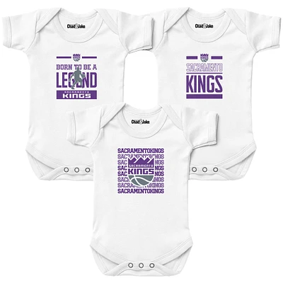 Newborn & Infant Chad Jake White Sacramento Kings 3-Pack Bodysuit Set