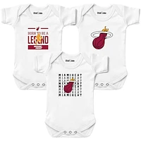 Newborn & Infant Chad Jake White Miami Heat 3-Pack Bodysuit Set
