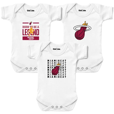 Newborn & Infant Chad Jake White Miami Heat 3-Pack Bodysuit Set