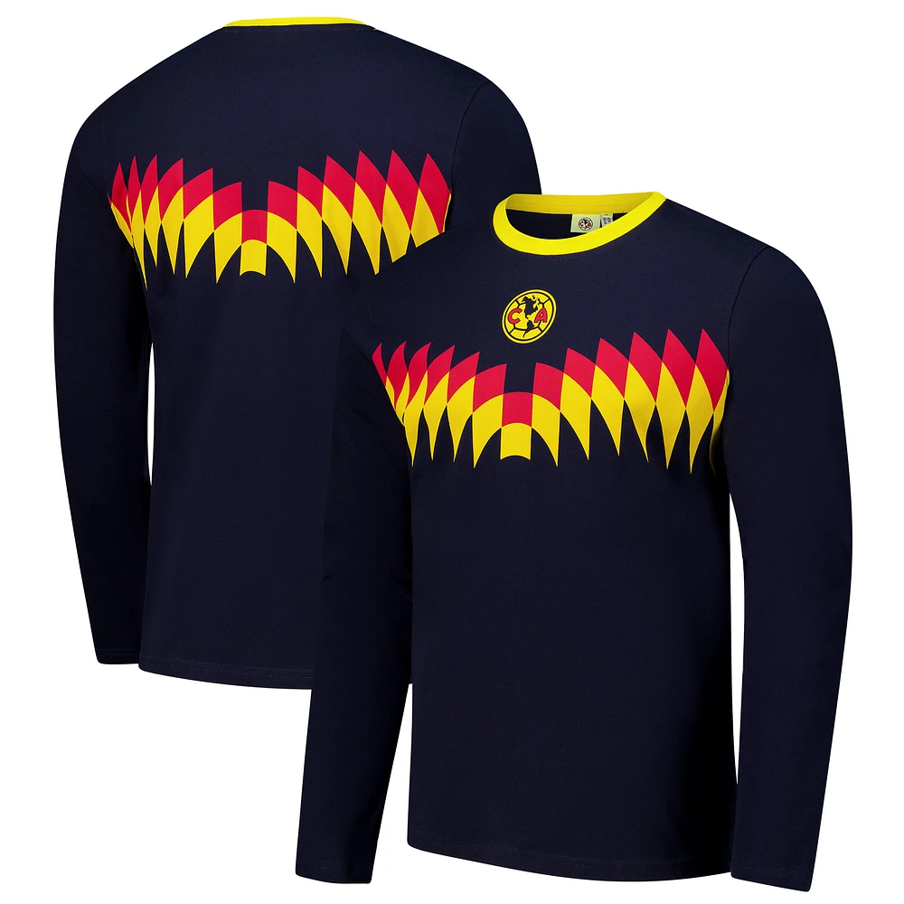 Men's Navy Club America Grafitti Long Sleeve T-Shirt