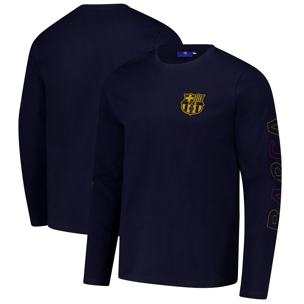 Men's Navy Barcelona Grafitti Long Sleeve T-Shirt