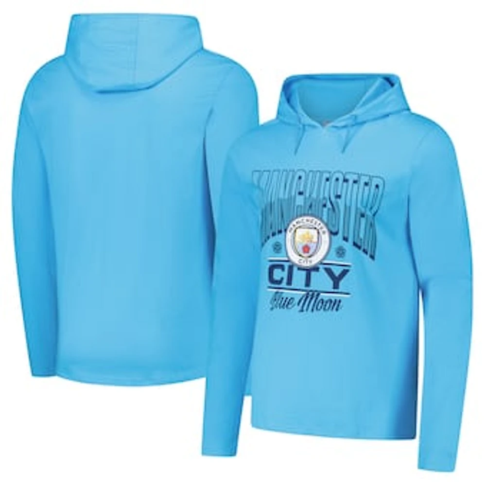 Men's Sky Blue Manchester City Wordmark Long Sleeve  Hoodie T-Shirt