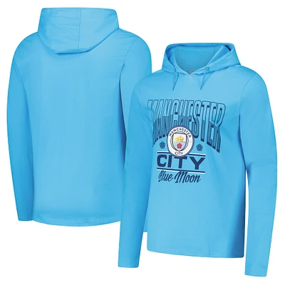 Men's Sky Blue Manchester City Wordmark Long Sleeve  Hoodie T-Shirt