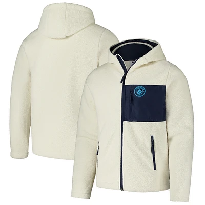 Men's  Cream Manchester City Sherpa Full-Zip Hoodie Jacket