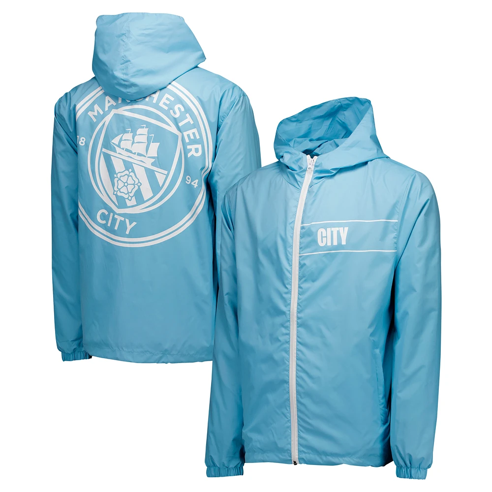 Men's Sky Blue Manchester City Home Match Full-Zip Hoodie Windbreaker Jacket