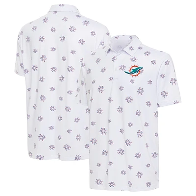 Men's Antigua White Miami Dolphins Fireworks Polo