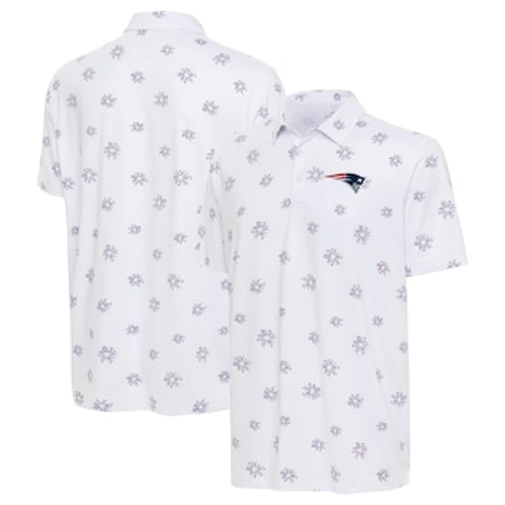 Men's Antigua White New England Patriots Fireworks Polo